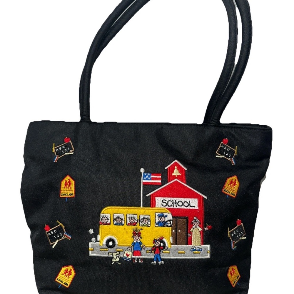 School Themed Shoulder Bag Women's Small School Bus Teacher Children Chalkboard